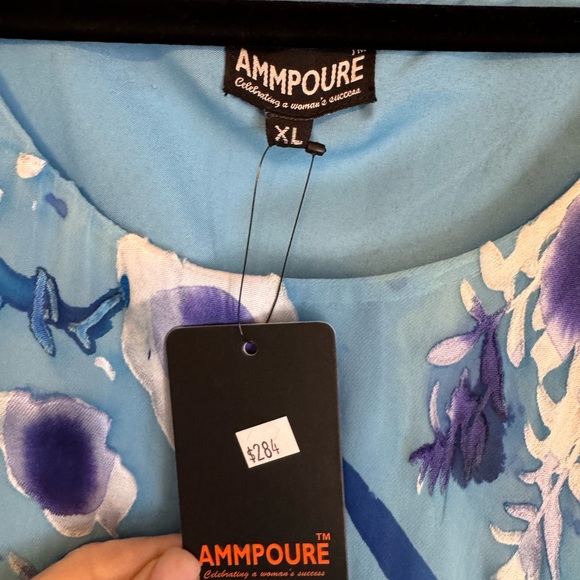 Floral Blue Sleeveless Tank Style Dress Asymmetrical Tiered Hem Size XL - Picture 3 of 15